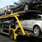 Cars being transported on a carrier