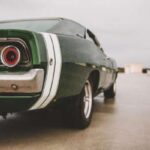 A green muscle car